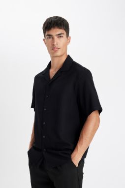 DEFACTO Relax Fit Polo Collar Crinkle Short Sleeve Shirt