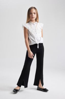 DEFACTO Girl's Black Spanish Slit Leg Trousers