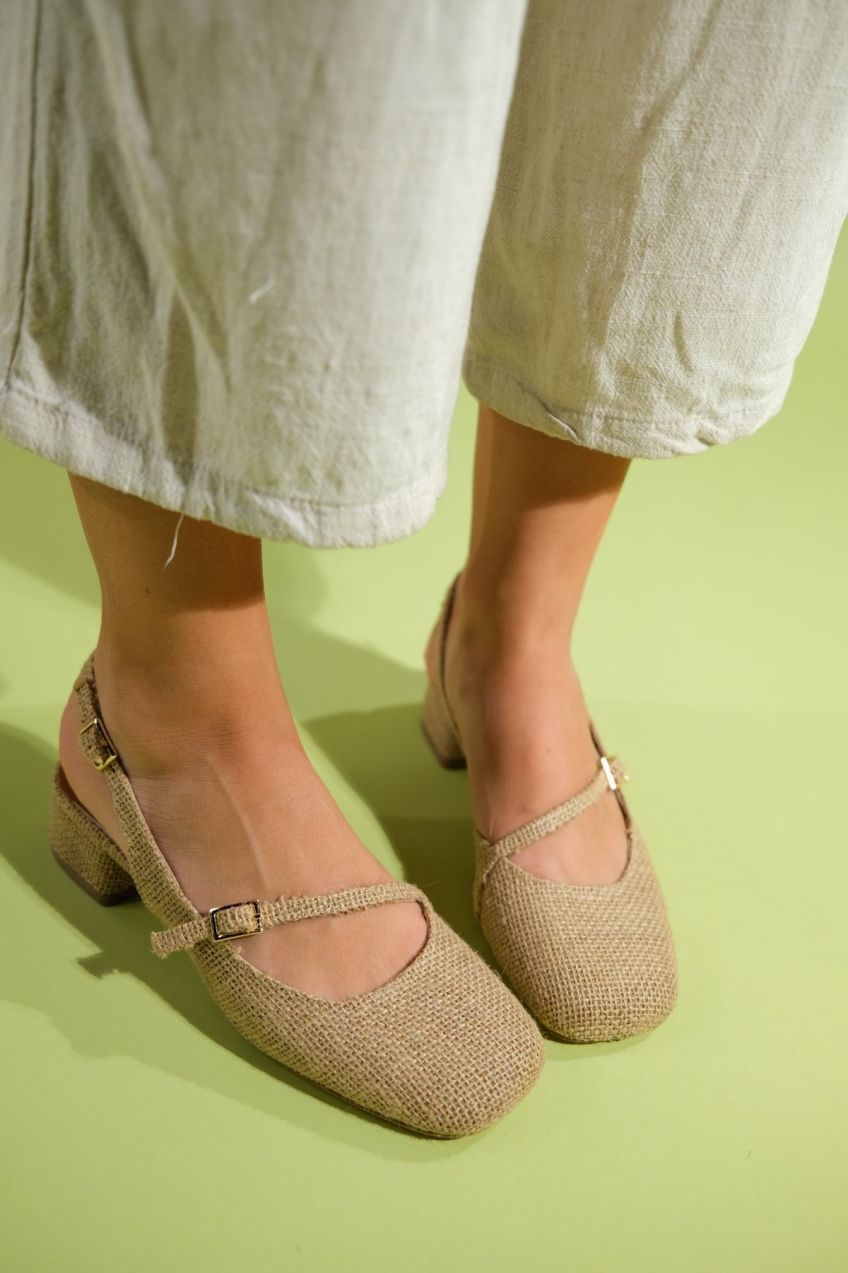LuviShoes ARIS Beige Wicker Women's Heeled Sandals