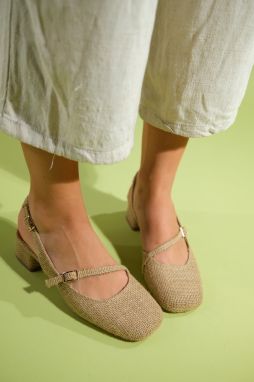 LuviShoes ARIS Beige Wicker Women's Heeled Sandals