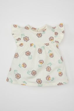 DEFACTO Baby Girl Crew Neck Floral Short Sleeve T-Shirt