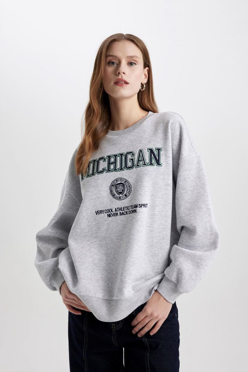 DEFACTO Relax Fit Crew Neck Printed Sweatshirt