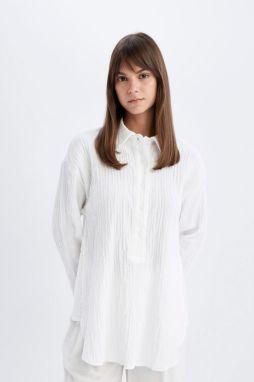 DEFACTO Relax Fit Muslin Long Sleeve Shirt Tunic