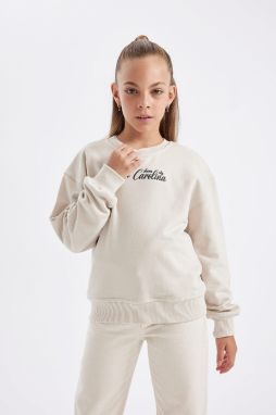 DEFACTO Girls Crew Neck Printed School Sweatshirt