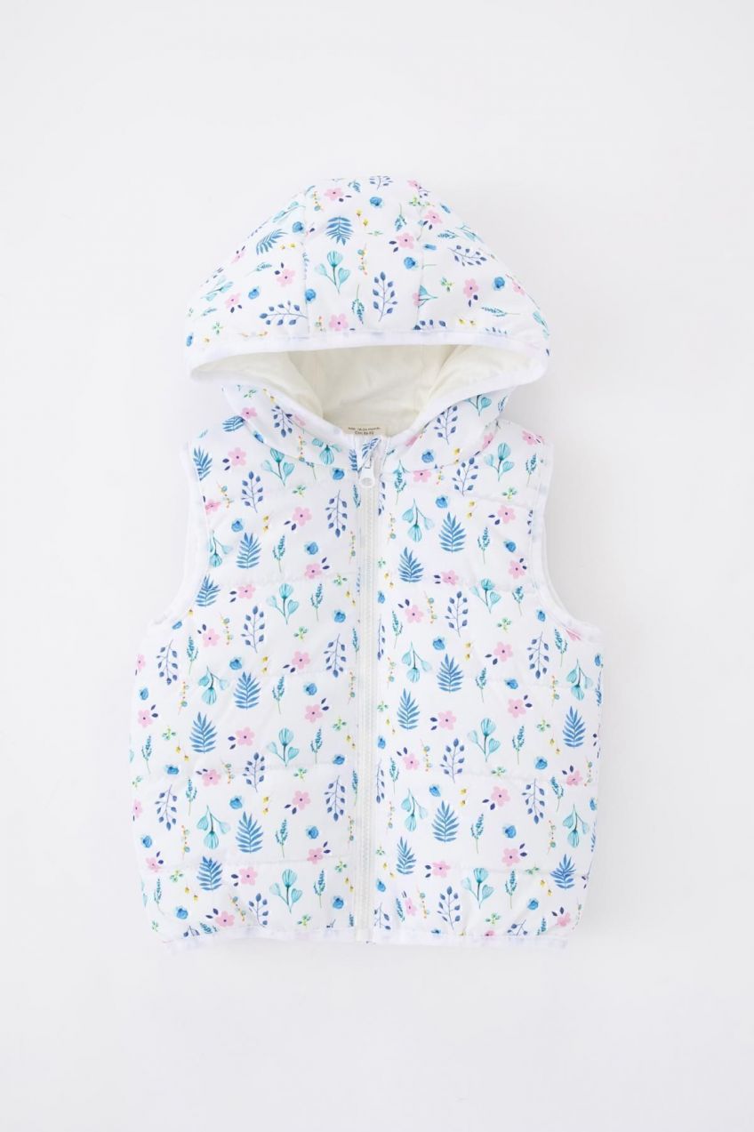 DEFACTO Baby Girl Water Repellent Hooded Patterned Inflatable Vest Z1311a223sp
