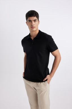 DEFACTO Slim Fit Polo Neck Basic Short Sleeve Cotton T-Shirt