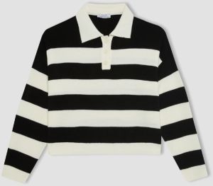 DEFACTO Regular Fit Striped Polo Neck Sweater