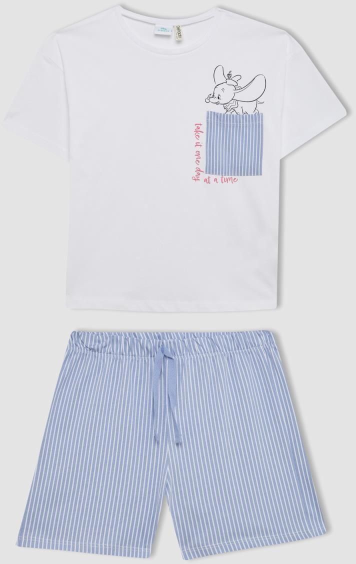 DEFACTO Girl's Disney Dumbo Short Sleeve Pajama Set with Shorts