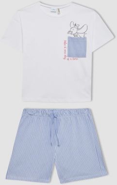 DEFACTO Girl's Disney Dumbo Short Sleeve Pajama Set with Shorts