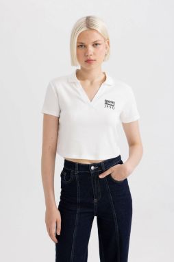 DEFACTO Fitted Polo Neck Printed Short Sleeve T-Shirt
