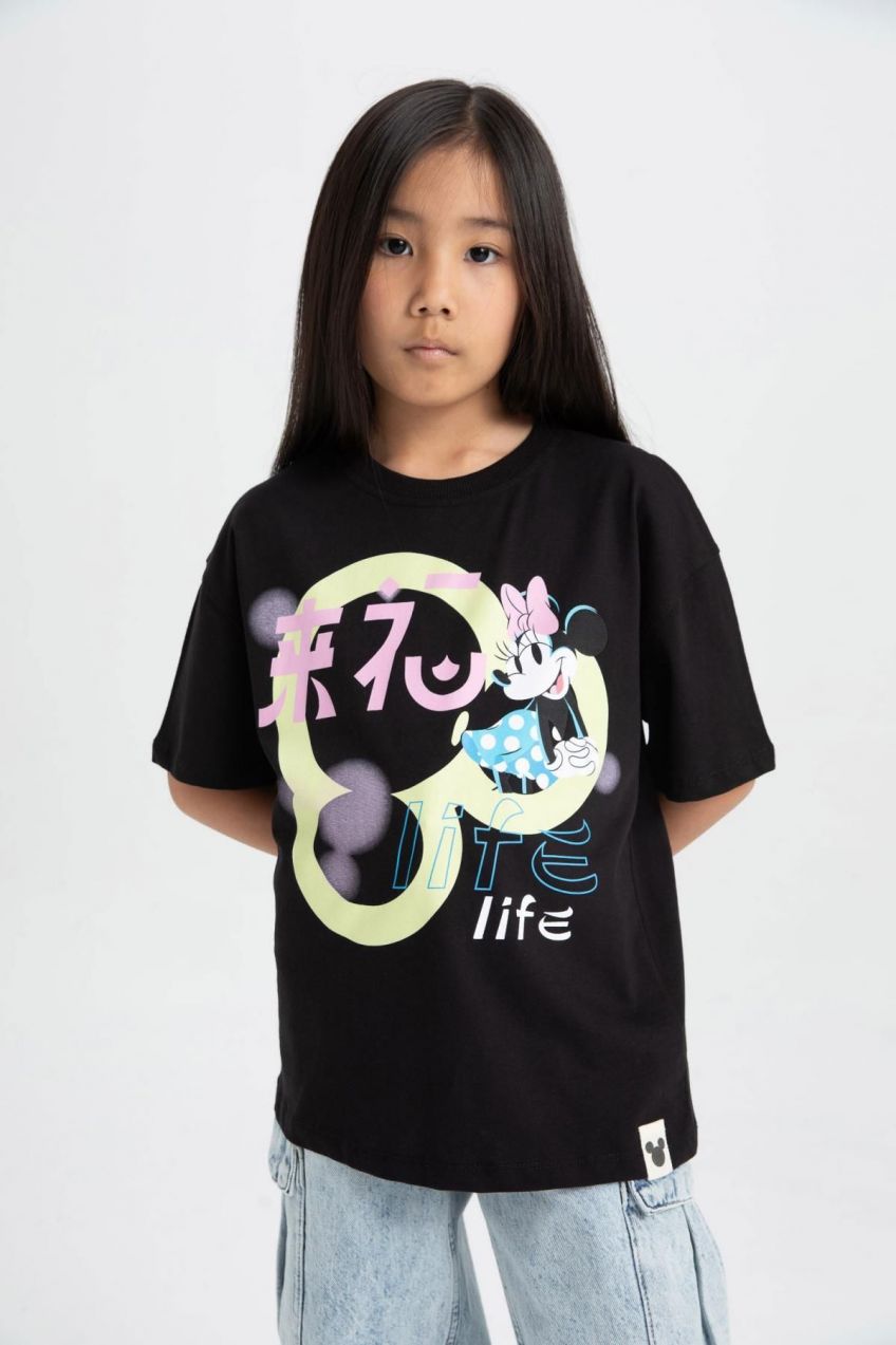 DEFACTO Girls Disney Mickey & Minnie Oversize Fit Short Sleeve T-Shirt