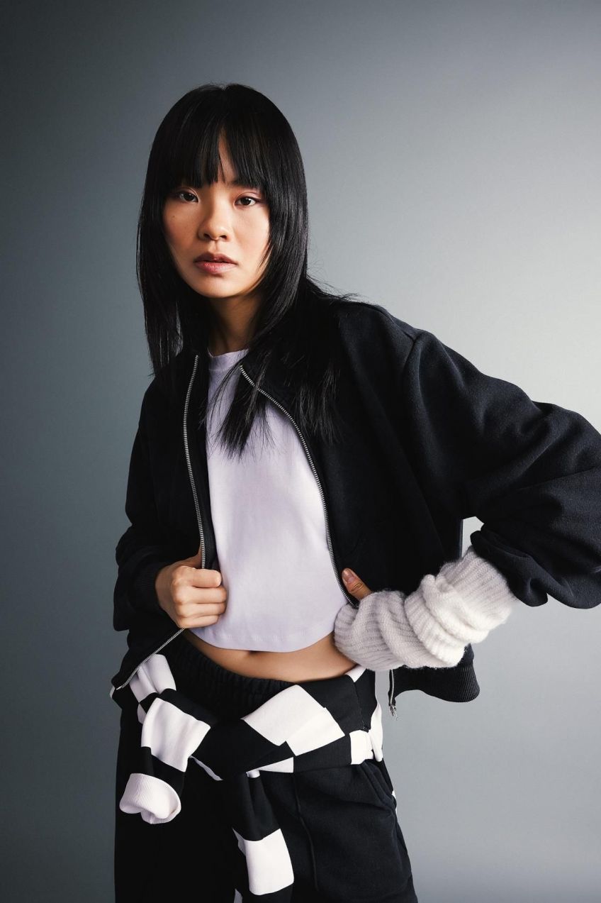 DEFACTO Cool Crop Thick Fabric Washable Faded Effect Zippered Sweatshirt