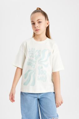 DEFACTO Girls Relax Fit Printed Short Sleeve T-Shirt