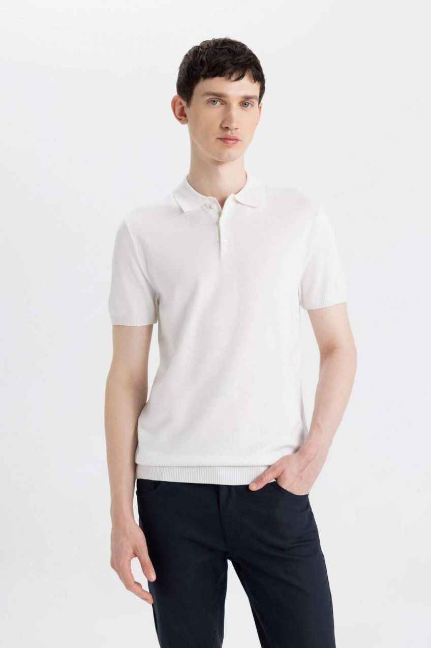 DEFACTO Slim Fit Polo Neck Short Sleeve Knitwear T-Shirt