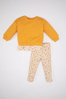 DEFACTO Baby Girl Floral Long Sleeve Ribbed Camisole Sweatshirt Leggings 2-Piece Set