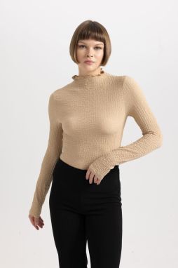 DEFACTO Slim Fit Half Turtleneck Wrapped Long Sleeve T-Shirt
