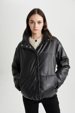 DEFACTO Waterproof Relax Fit Faux Leather Coat