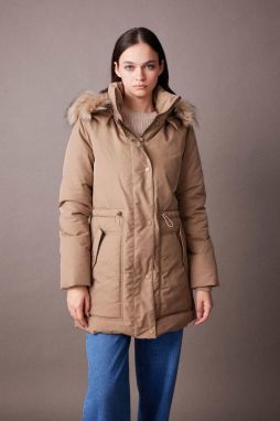 DEFACTO Waterproof Relax Fit Hooded Faux Für Coat Parka
