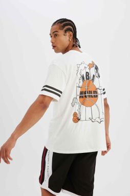 DEFACTO Fit Nba Wordmark Boxy Fit Crew Neck Short Sleeve T-Shirt