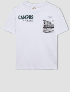 DEFACTO Boy's Crew Neck Printed Short Sleeve T-Shirt