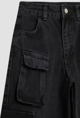 DEFACTO Girls' Wide Leg Cargo Wide Leg Jeans