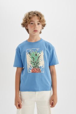 DEFACTO Boy's Oversize Fit Crew Neck Printed Short Sleeve T-Shirt