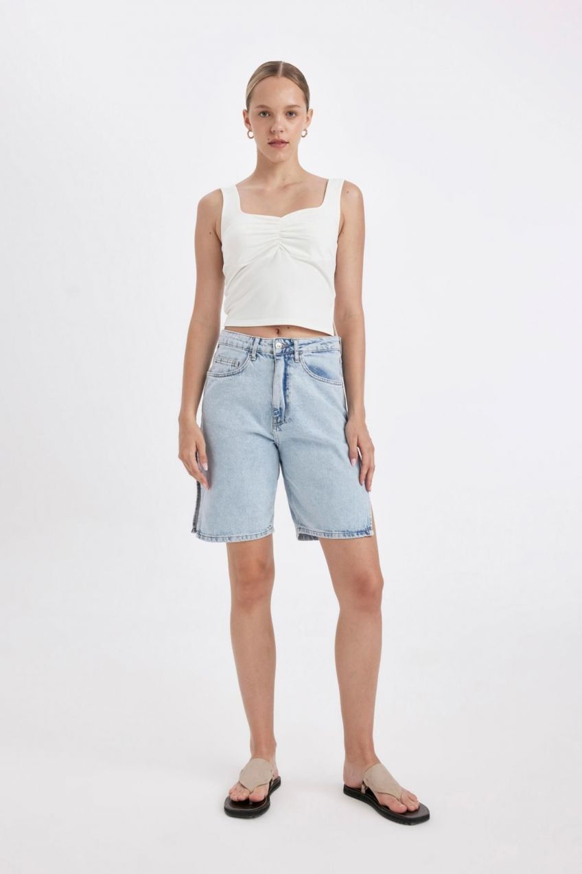 DEFACTO High Waist Jean Bermuda Shorts