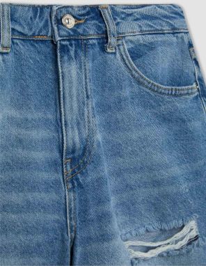 DEFACTO Boyfriend High Waist Fold-Ankle Jean Shorts