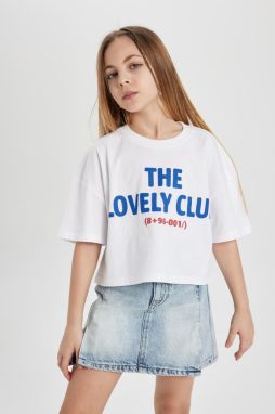 DEFACTO Girls Crop Printed Short Sleeve T-Shirt