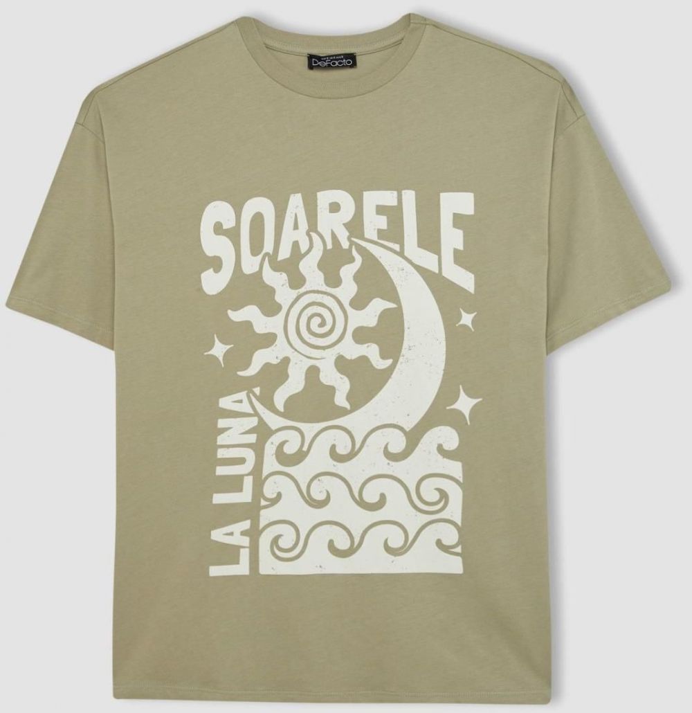 DEFACTO Oversize Fit Crew Neck Printed Short Sleeve T-Shirt