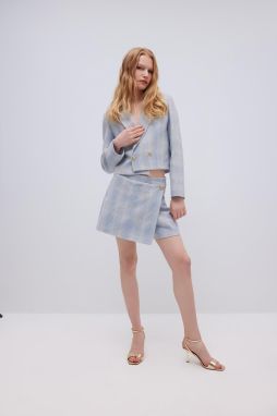 DEFACTO High Waist Plaid Tweed Mini Shorts Skirt