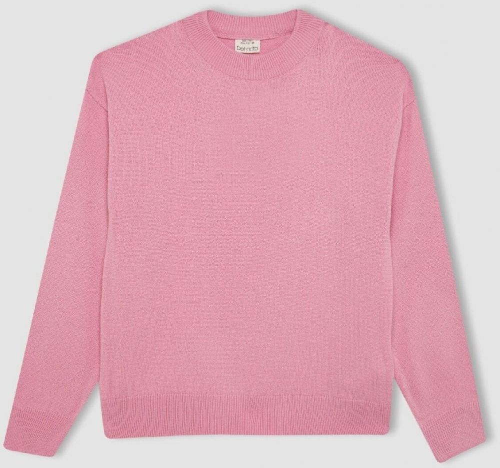 DEFACTO Girl's Standard Fit Crew Neck Sweater