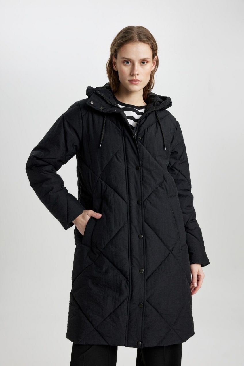 DEFACTO Water Repellent Hooded Quilted Coat Parka