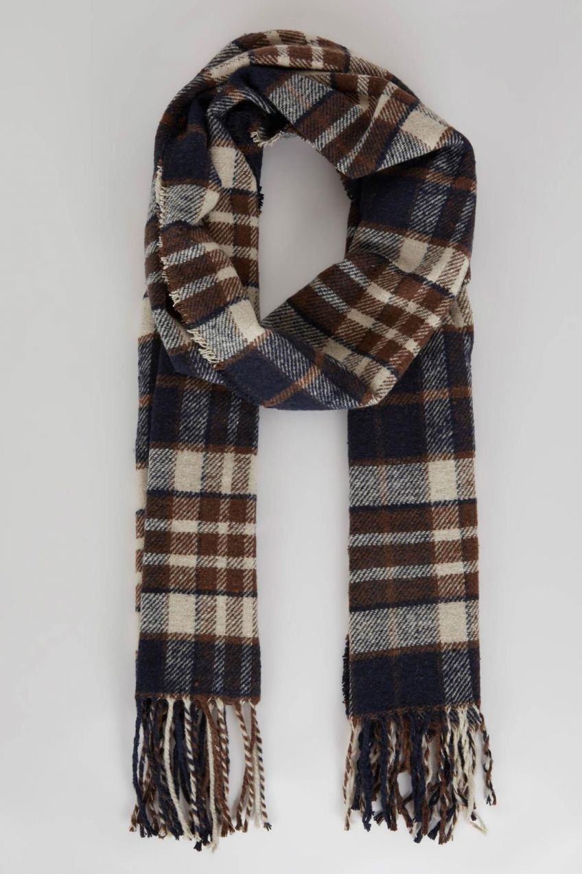 DEFACTO Men's Plaid Patterned Woven Scarf