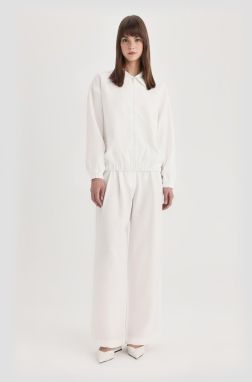 DEFACTO Wide Leg White Wide Leg Trousers
