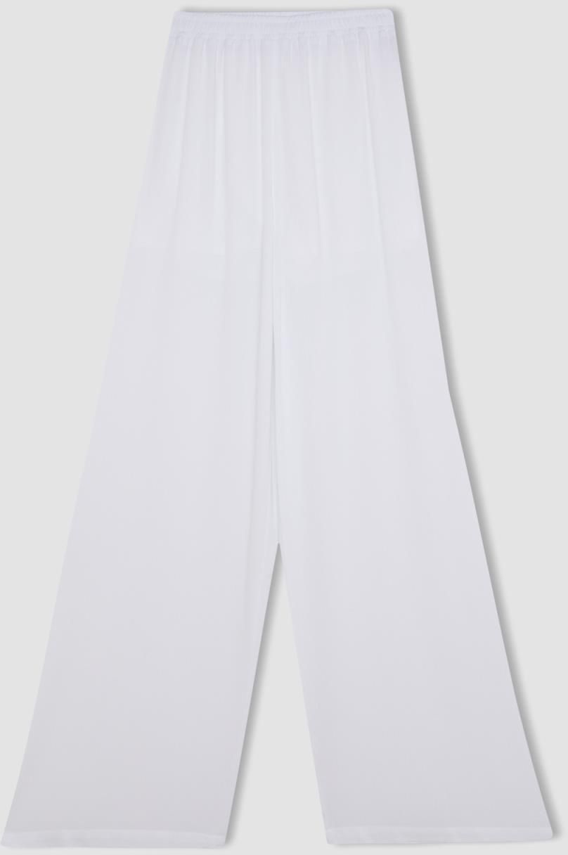 DEFACTO Wide Leg High Waist Standard Length Crinkle Viscose Trousers