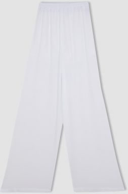 DEFACTO Wide Leg High Waist Standard Length Crinkle Viscose Trousers