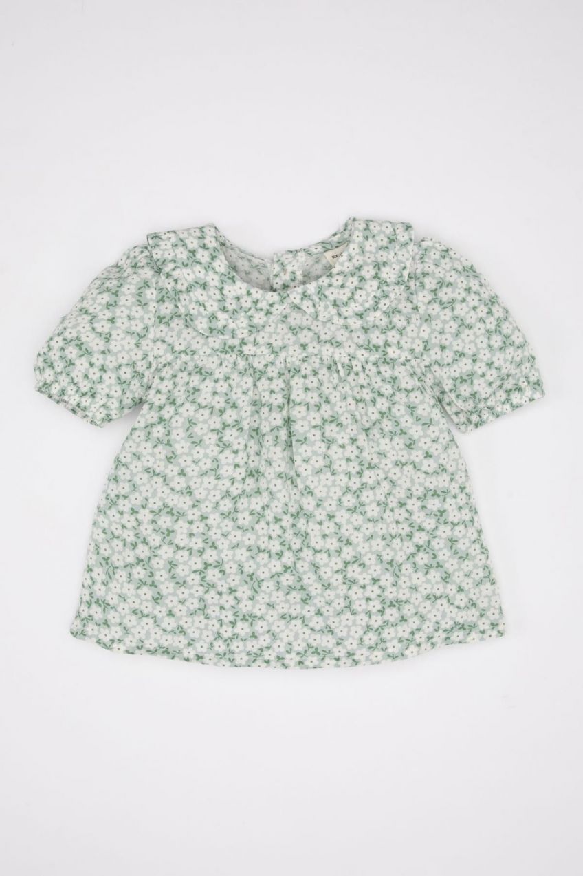 DEFACTO Baby Girl Baby Collar Crinkle Viscose Short Sleeve Shirt