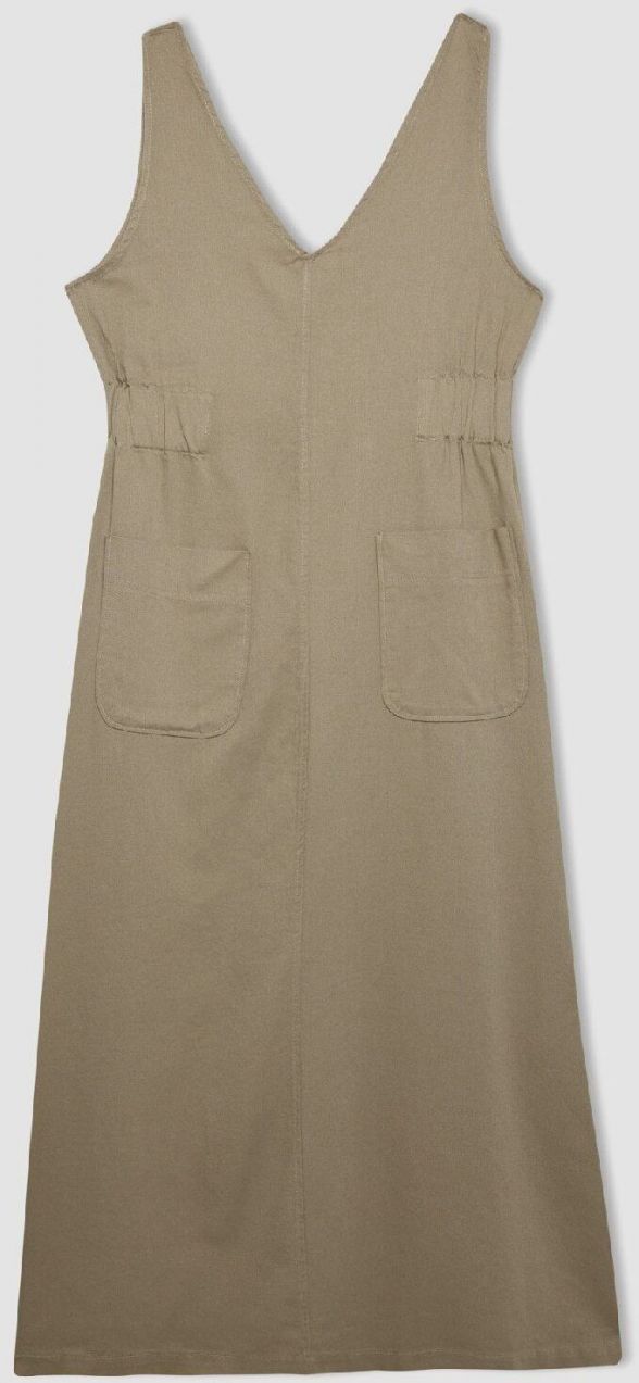 DEFACTO Regular Fit V Neck Gabardine Sleeveless Dress