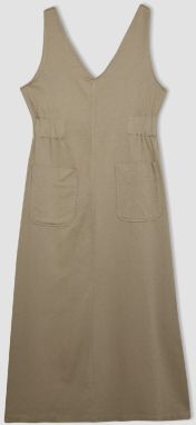 DEFACTO Regular Fit V Neck Gabardine Sleeveless Dress