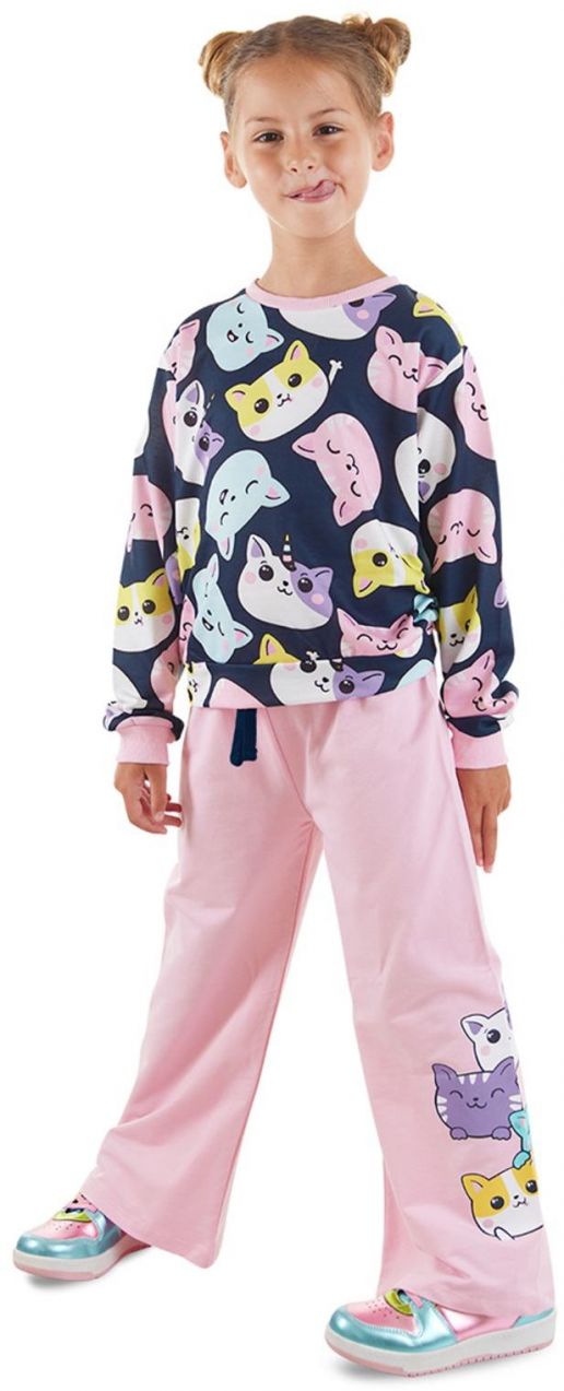 Denokids Cute Cats Girl's Tracksuit Set
