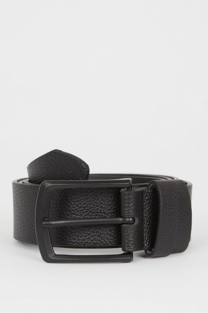 DEFACTO Men's Rectangular Buckle Faux Leather Classic Belt