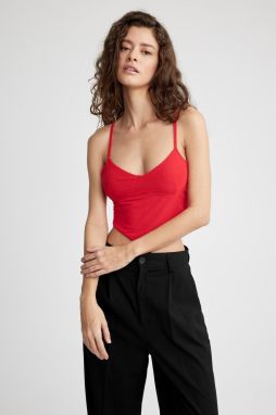 DEFACTO Fitted Heart Collar Strap Red Undershirt