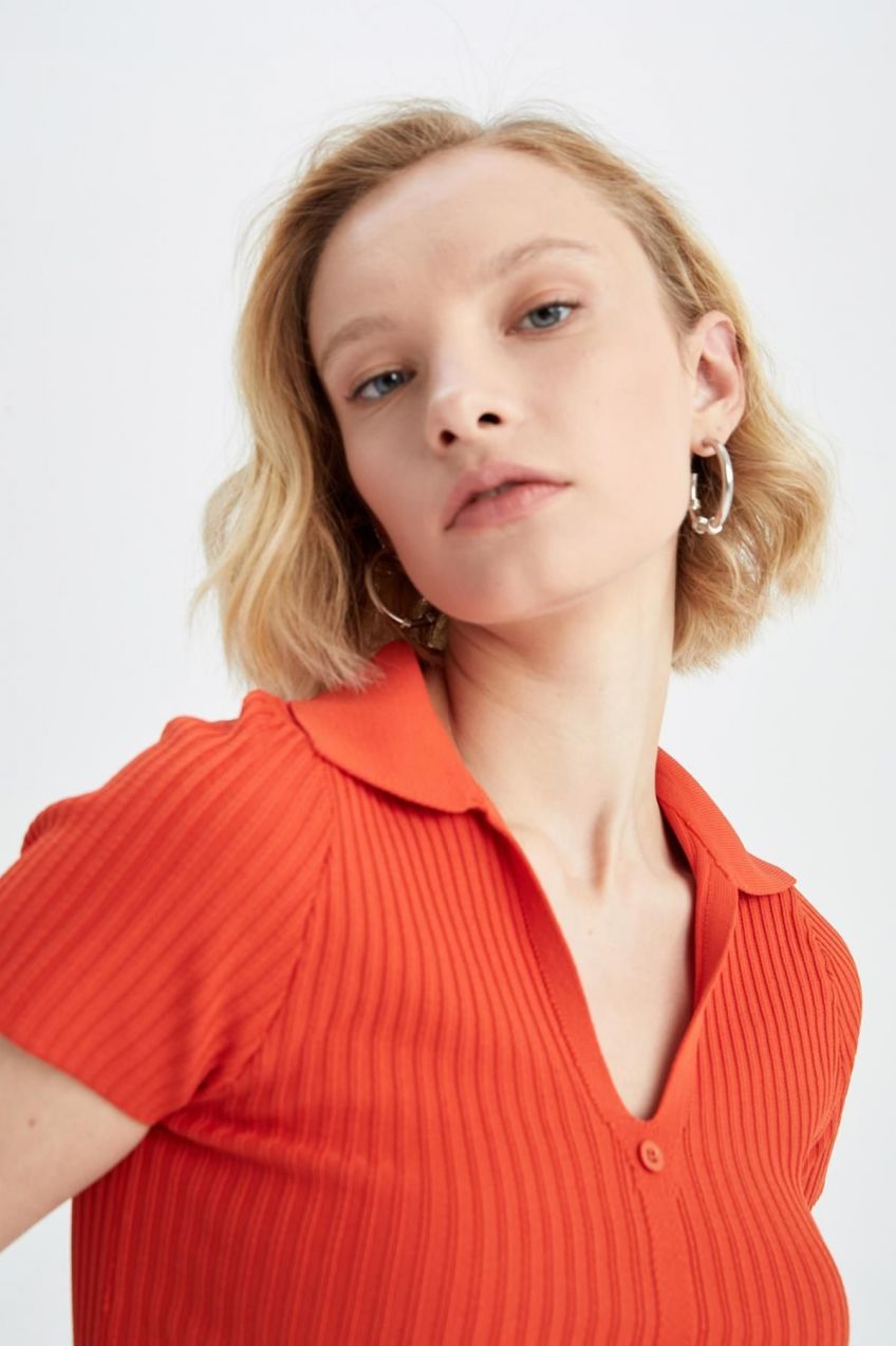 DEFACTO Fitted Polo Neck Rib Sweater