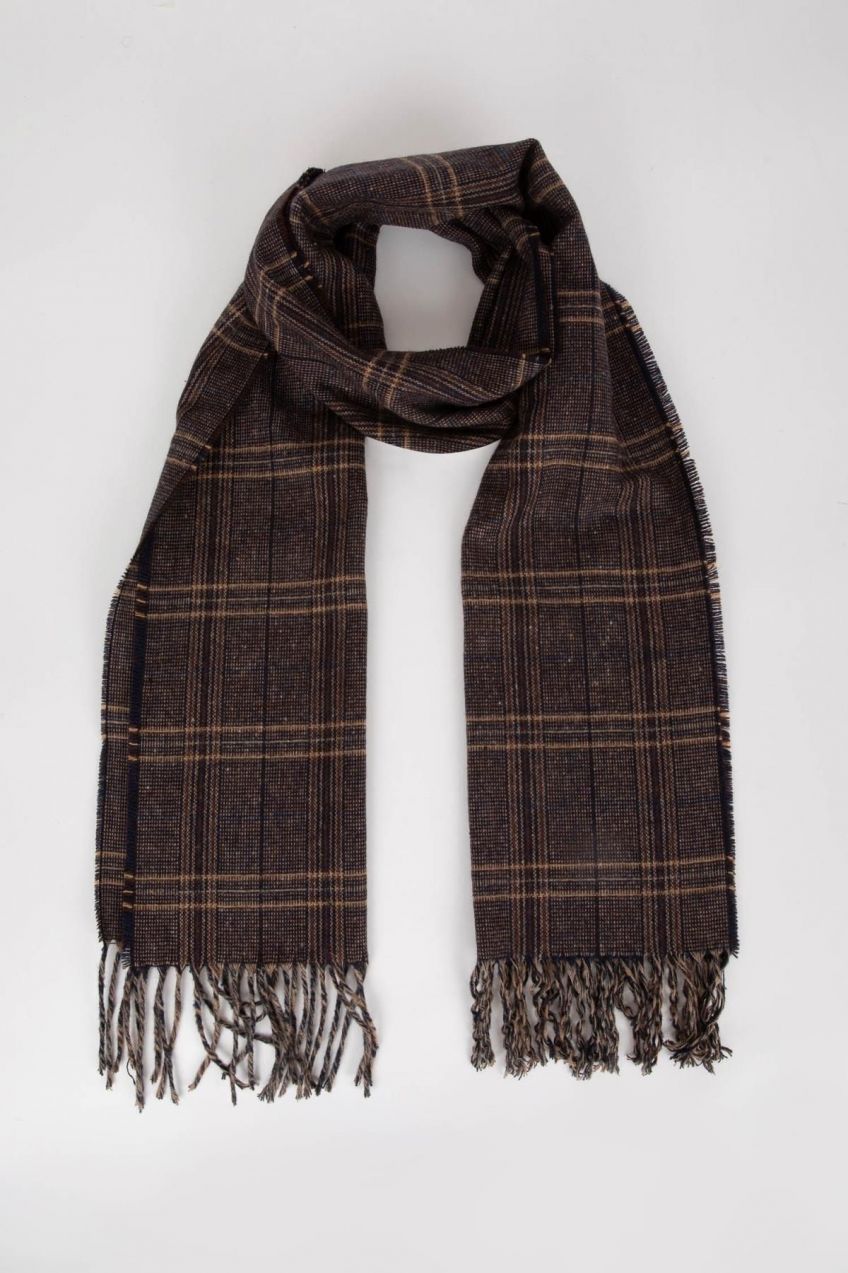 DEFACTO Men's Plaid Patterned Woven Scarf