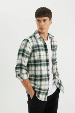 DEFACTO Regular Fit Polo Collar Plaid Flannel Long Sleeve Shirt