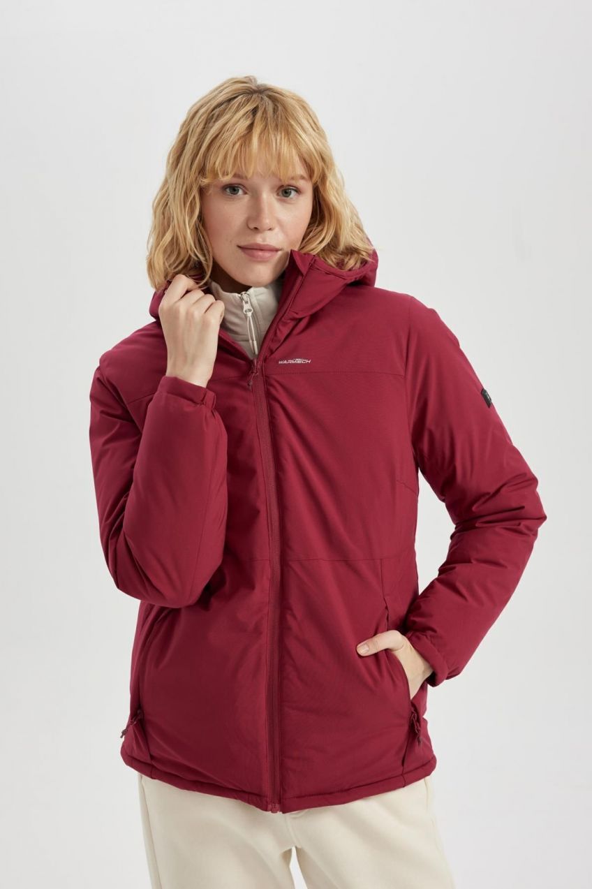 DEFACTO Fit Water Repellent Slim Fit Hooded Fleece Lined Heated Coat