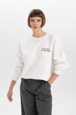 DEFACTO Relax Fit Crew Neck Thick Sweatshirt