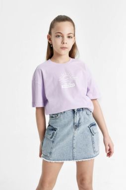DEFACTO Girl's Relax Fit Printed 2-Piece Short Sleeve T-Shirt
