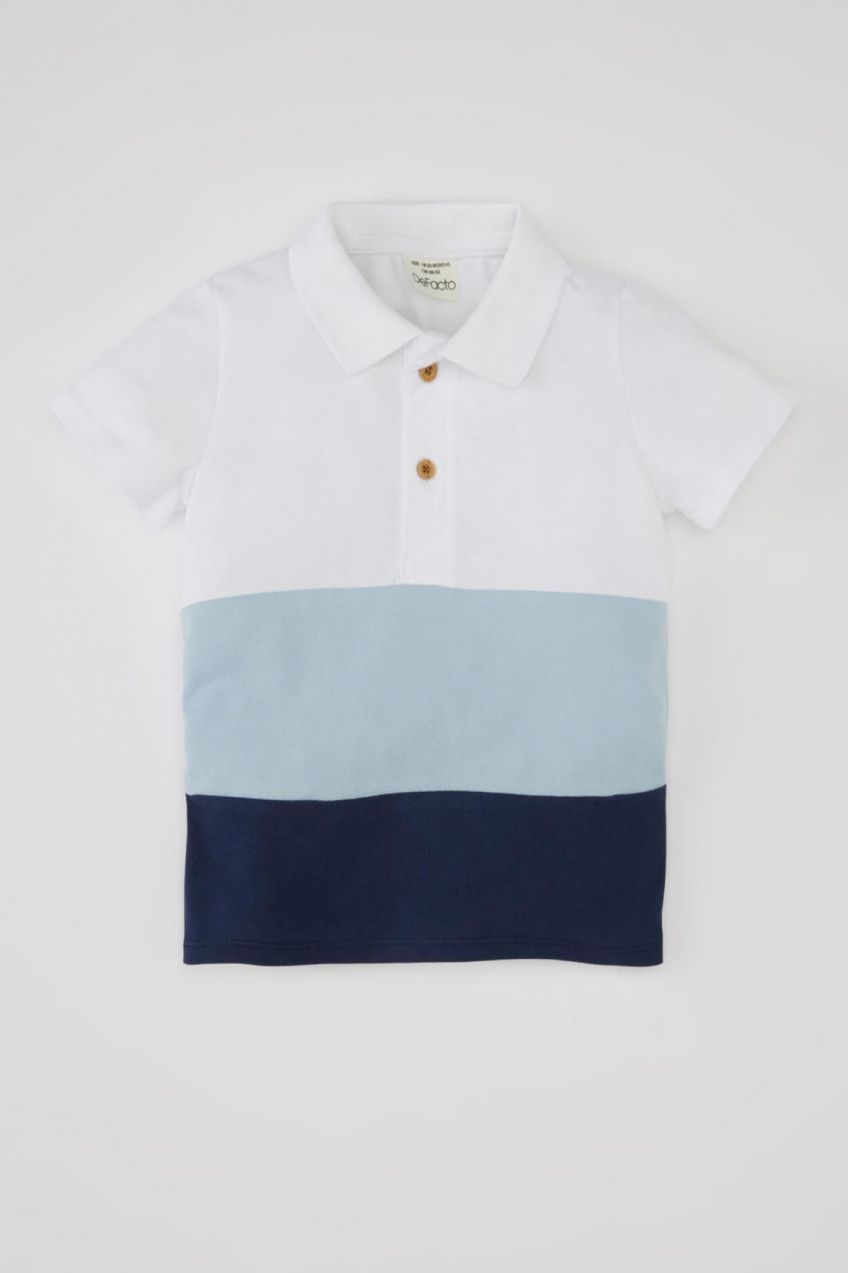 DEFACTO Baby Boy Color Block Pique Short Sleeve Polo T-Shirt